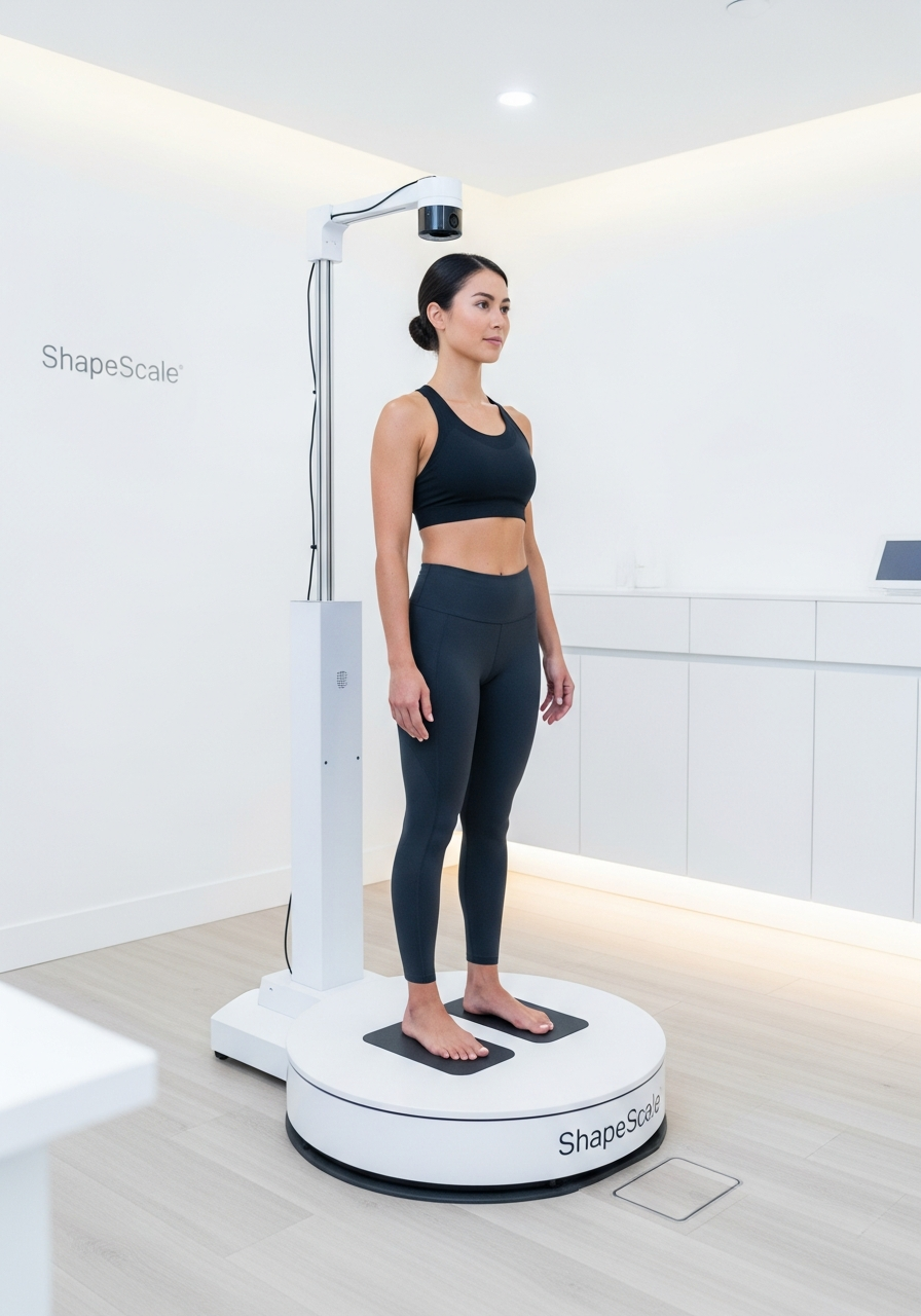 Person using ShapeScale 3D body scanner